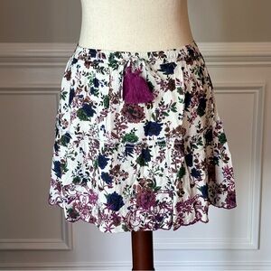 RAGA Anthropologie Floral Tassel Waistband Skirt size Small NWT